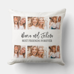 Best Friends Script Gift For Friends Photo Collage Throw Pillow