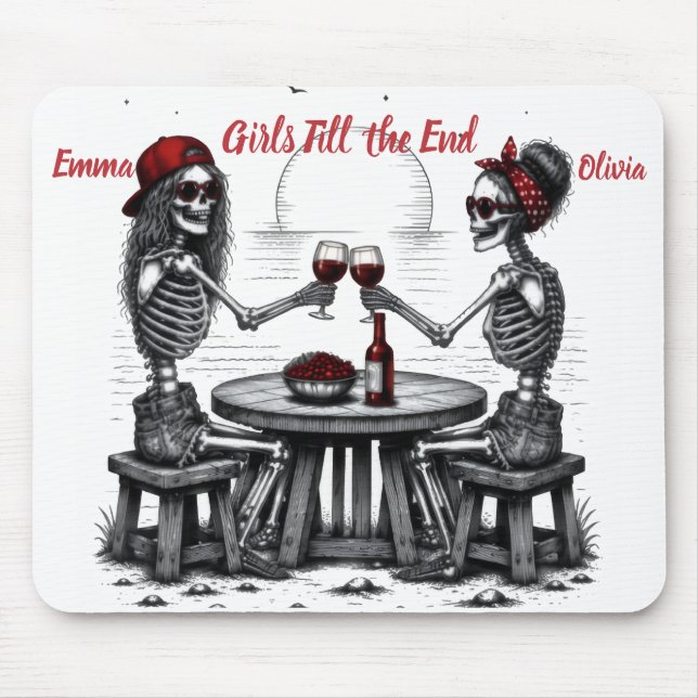 Best Friends Skeleton Couple Mouse Pad (Front)