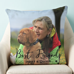 Best Friends Trendy Pet Dog Photo Throw Pillow