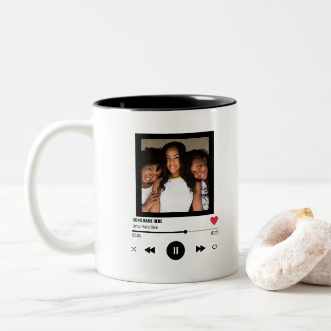 Best Friends Unique Personalized Photo Gift Two-Tone Coffee Mug (With Donut)