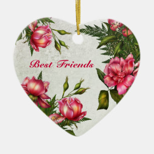 Best Friends - Victorian Roses Heart Ornament