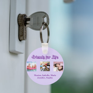 Best friends violet purple script photos names keychain