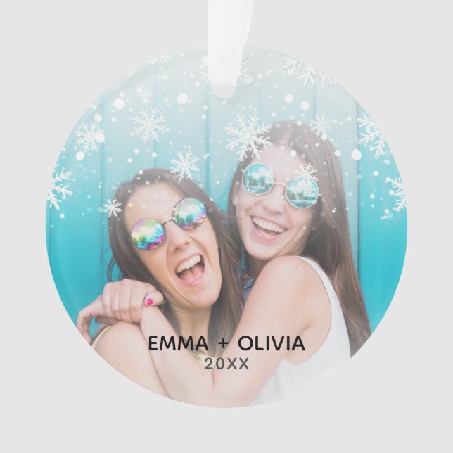 Best Friends Winter Wonderland Custom Photo Ornament (Front)