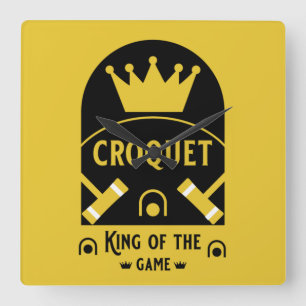 best funny croquet game player square wall clock
