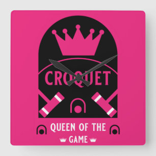 best funny croquet game player square wall clock