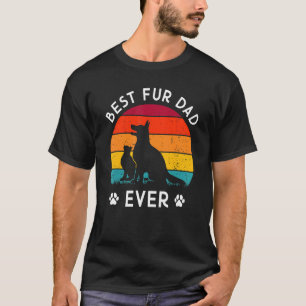 Best Fur Dad Ever Vintage Retro Dog And Cat Owner  T-Shirt