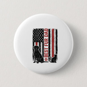 Best Fur Dad Vintage Flag Dog Cat Shirt Design_1 2 Inch Round Button