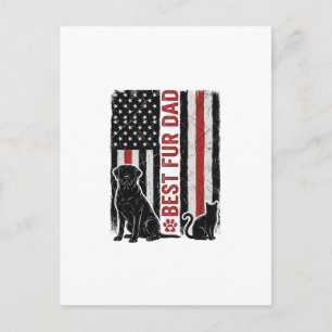 Best Fur Dad Vintage Flag Dog Cat Shirt Design_1 Postcard