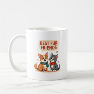 Best Fur Friends Vintage Cute Cat and Dog Cartoon  Coffee Mug
