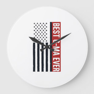 Best G-Ma Ever Patriotic Flag Vector Design_1 Large Clock