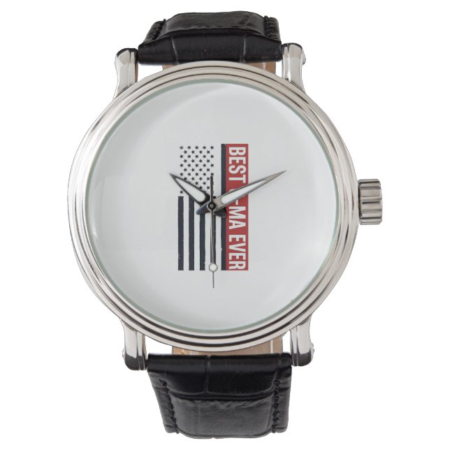 Best G-Ma Ever Patriotic Flag Vector Design_1 Watch (Front)