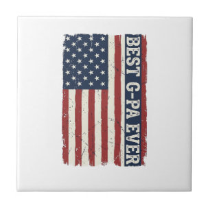 Best G-PA Ever Patriotic Flag Vintage Shirt Design Tile