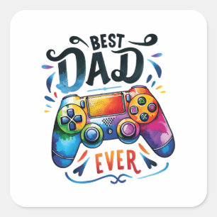 Best Gamer Dad Ever Square Sticker