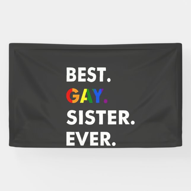 Best Gay Sister Ever Funny LGBT Rainbow Pride Gift Banner (Horizontal)