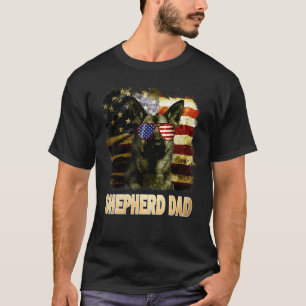 Best German Shepherd Dad Ever American Flag 4th Of T-Shirt