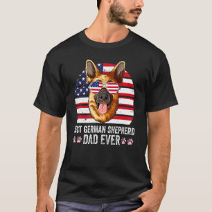 Best German Shepherd Dad Ever Dog American Flag T-Shirt