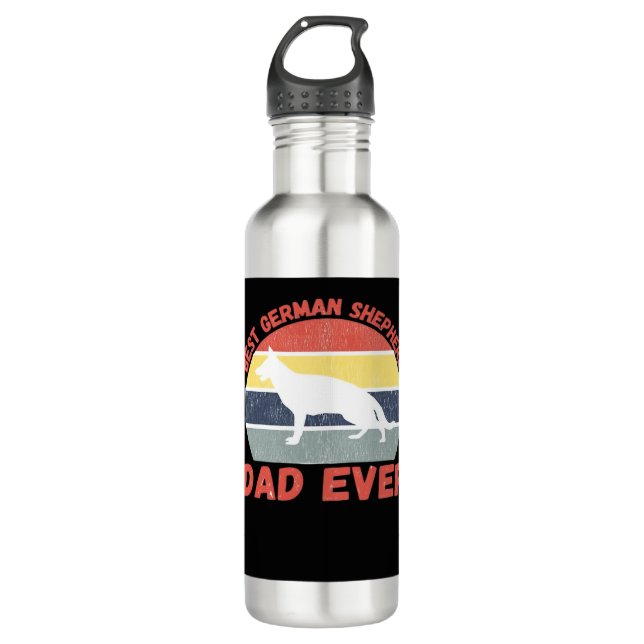 Best German Shepherd dad ever quote Funny Shepherd 710 Ml Water Bottle (Front)