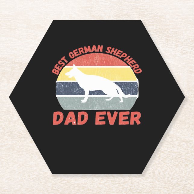 Best German Shepherd dad ever quote Funny Shepherd Paper Coaster (Front)