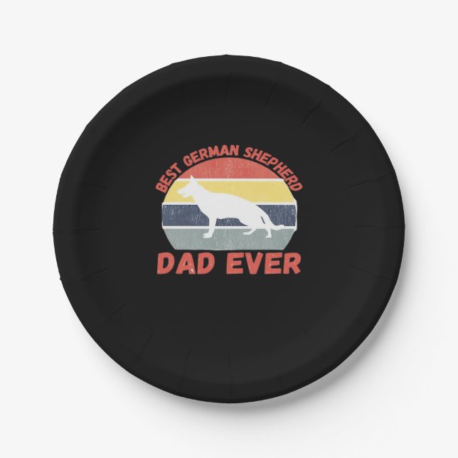 Best German Shepherd dad ever quote Funny Shepherd Paper Plate (Front)