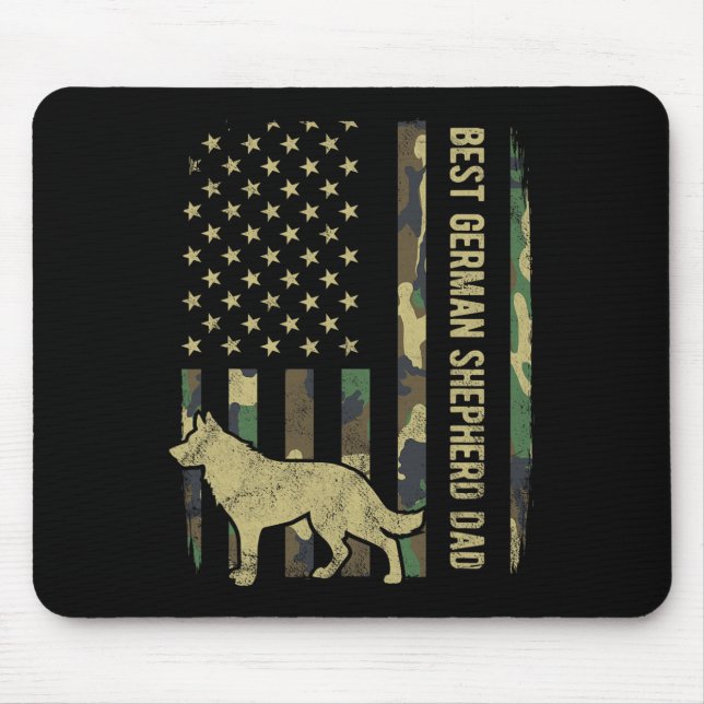 Best German Shepherd Dog Dad Camouflage American F Mouse Pad (Front)