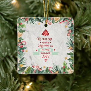Best Gift Around the Christmas Tree  On Marble Ceramic Ornament
