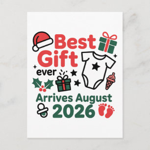 Best Gift Arrives in August 2026 Christmas Couples Invitation Postcard