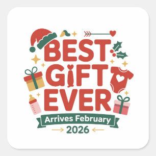 Best Gift Arrives in Febuary 2026 Christmas Couple Square Sticker