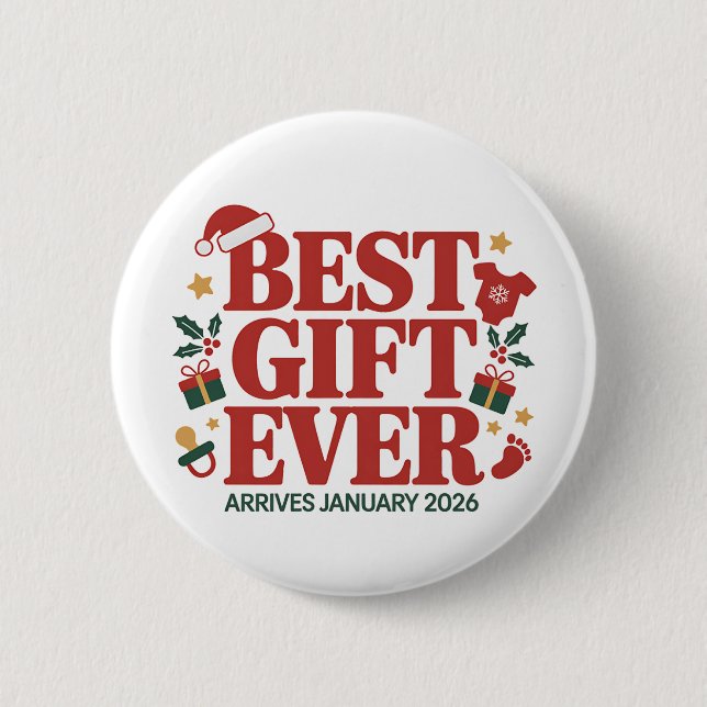 Best Gift Arrives in January 2026 Christmas Couple 2 Inch Round Button (Front)