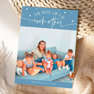 Best Gift Denim Blue Valentines Day Photo Holiday Card