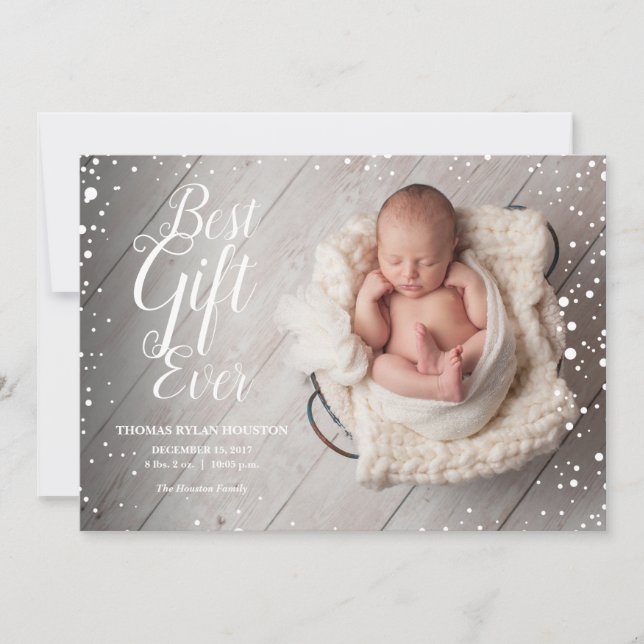 Best Gift Ever Baby Christmas Winter Announcement (Front)