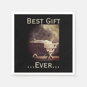 Best Gift Ever Christmas Babe in Manger  Napkin