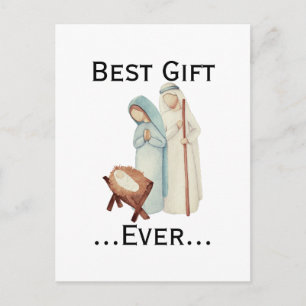 Best Gift Ever Christmas Nativity Figurines Holiday Postcard