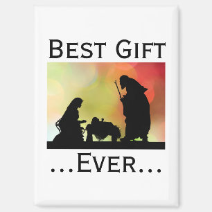 Best Gift Ever Christmas Nativity Scene Bokeh Magnet