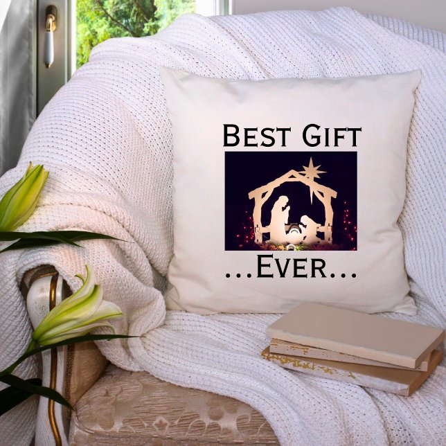 Best Gift Ever Christmas Nativity Throw Pillow (Creator Uploaded)