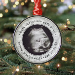 Best Gift Ever Ultrasound Baby Photo Faux Marble Metal Ornament<br><div class="desc">Celebrate the precious gift your newest family member with a stylish one photo round metal ornament. Gender neutral design is suitable for a new baby boy or girl. Wording and picture on this template are simple to personalize. (IMAGE & TEXT DESIGN TIPS: 1) To adjust position of wording, add spaces...</div>