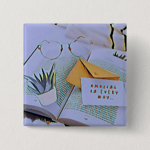 Best gift for book lover 2 inch square button