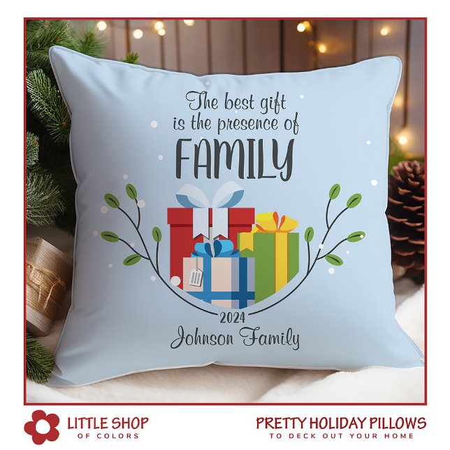 Best Gift is Family Customizable Name Christmas Throw Pillow (Creator Uploaded)