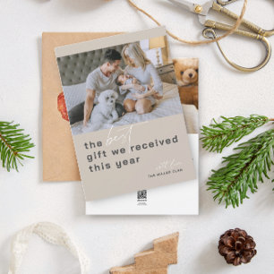 Best Gift Photo Beige Holiday Birth Announcement