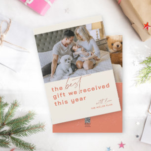 Best Gift Photo Red Holiday Birth Announcement