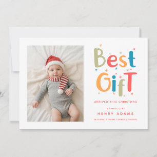 Best Gift Retro Photo Christmas Birth Announcement