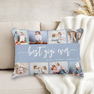 Best Gigi Ever 8 Photo Collage Dusty Blue Accent Pillow