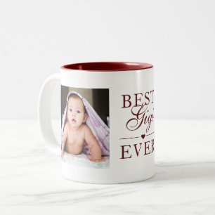 Best Gigi Ever Red Birthday Custom 2 Photo Two-Tone Coffee Mug