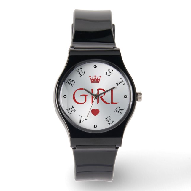 BEST GIRL EVER Silver Gradient Watch (Front)