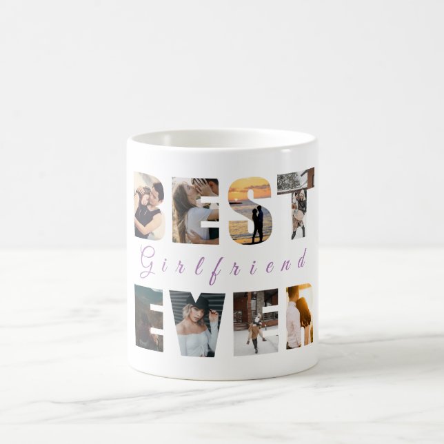 Best girlfriend ever custom text photo coffee mug (Center)