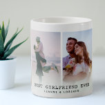 Best Girlfriend Ever | Modern 4 Photo Collage Coffee Mug<br><div class="desc">Modern personalized photo collage mug, featuring 4 pictures of your choice easily uploaded from your phone or computer, the text 'Best Girlfriend Ever' and name/s. All text can be customized and would work great for boyfriend, husband, wife, sister, brother, friend etc. An affordable keepsake gift for birthdays, christmas, valentines day...</div>