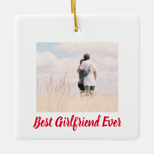 Best Girlfriend Ever Red Heart Ceramic Ornament (Front)