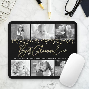 Best Glamma Ever Gold Glitter 6 Photo Collage Chic Mouse Pad