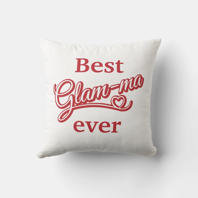Best Glamma Ever Photo red/white Pillow (Back)