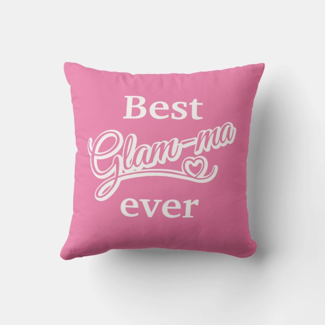Best Glamma Ever Photo white/pink Pillow (Back)