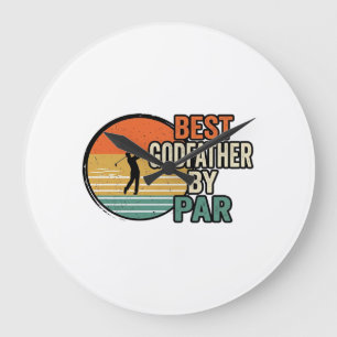 Best Godfather by Par Vintage Golf Vector Design_1 Large Clock
